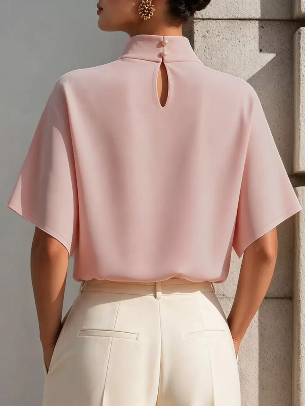 Mock Neck Short Sleeve T-Shirt, image 3