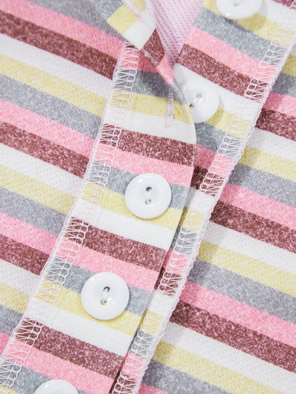 Exposed Seam Color Block Striped Patchwork Loose Henley Sweatshirt, image 4