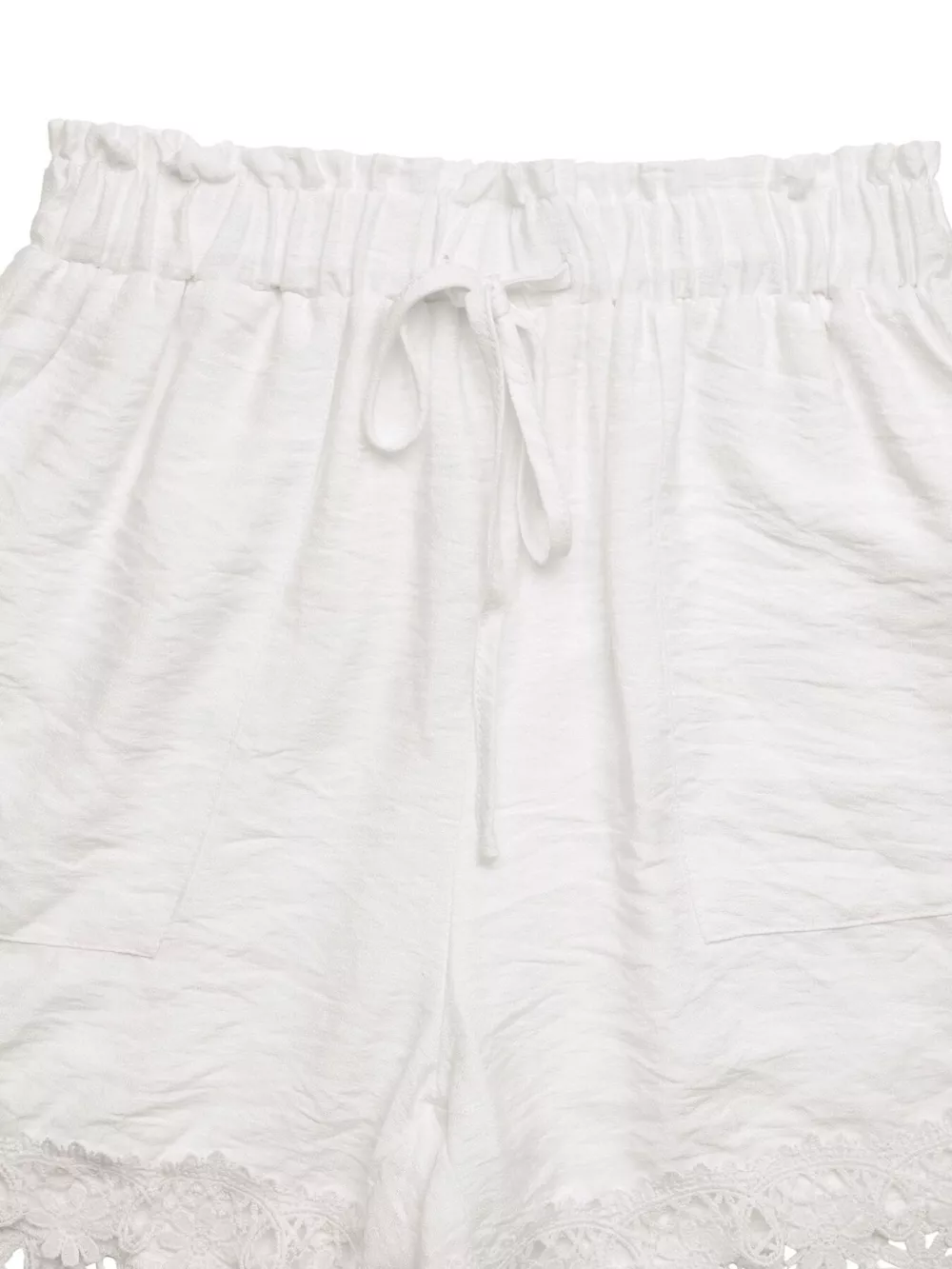 Lace Trim Drawstring Waist Shorts, image 2