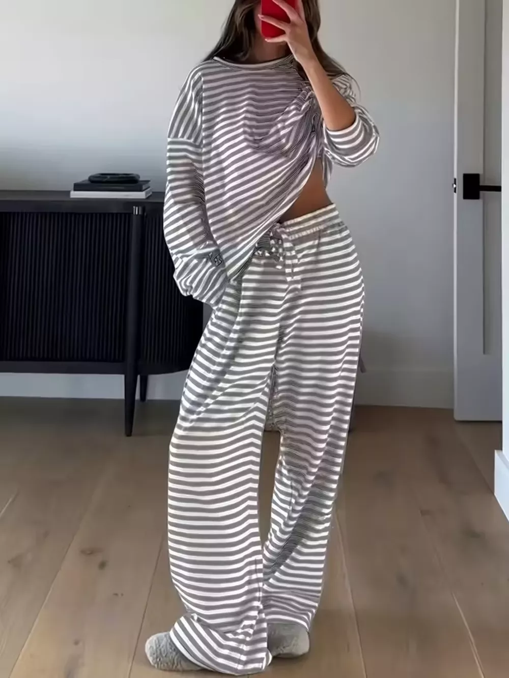 Striped Long Sleeve Top and Pants Set, image 4
