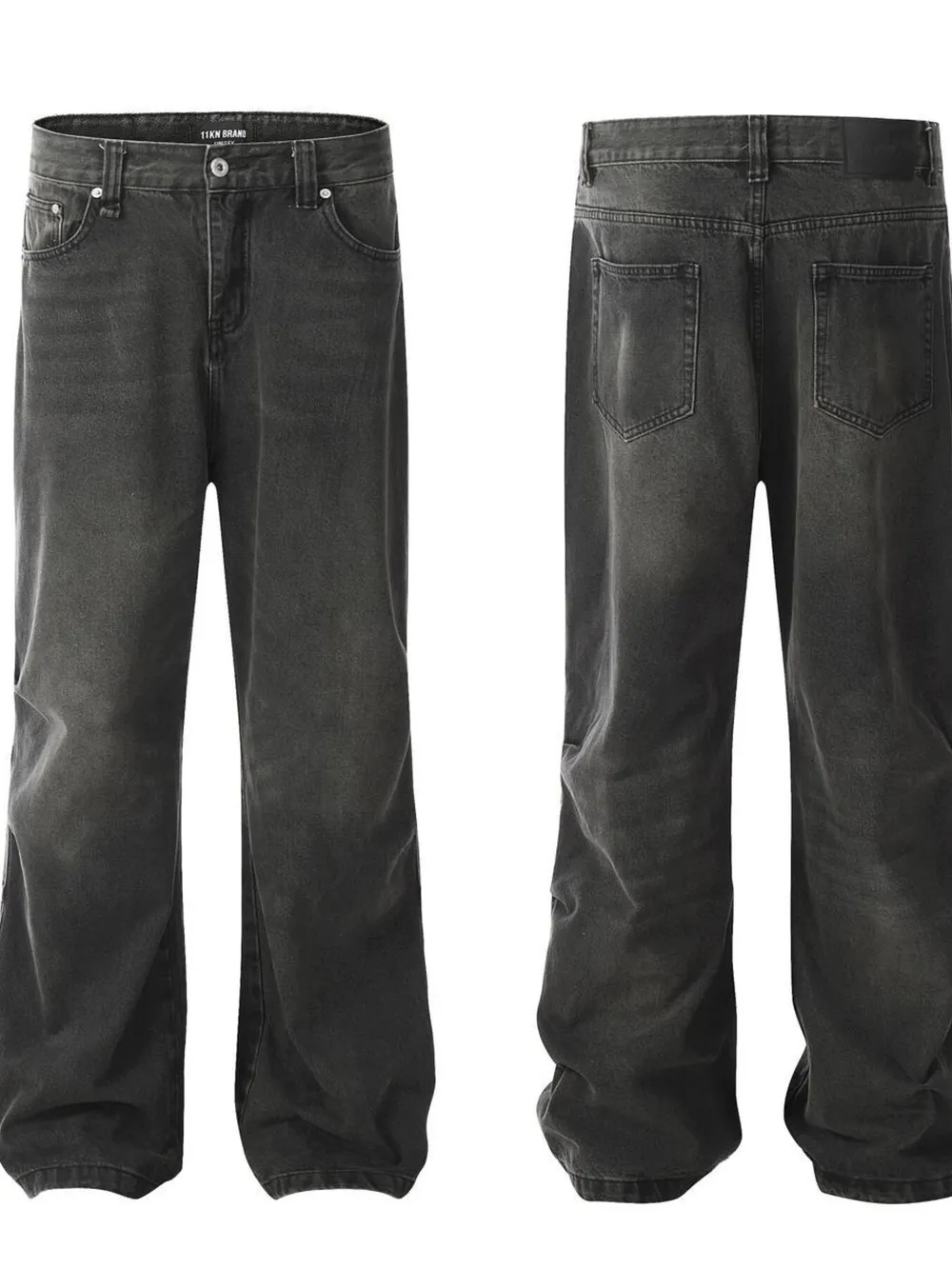 Men's Washed Wide-Leg Baggy Jeans, image 4
