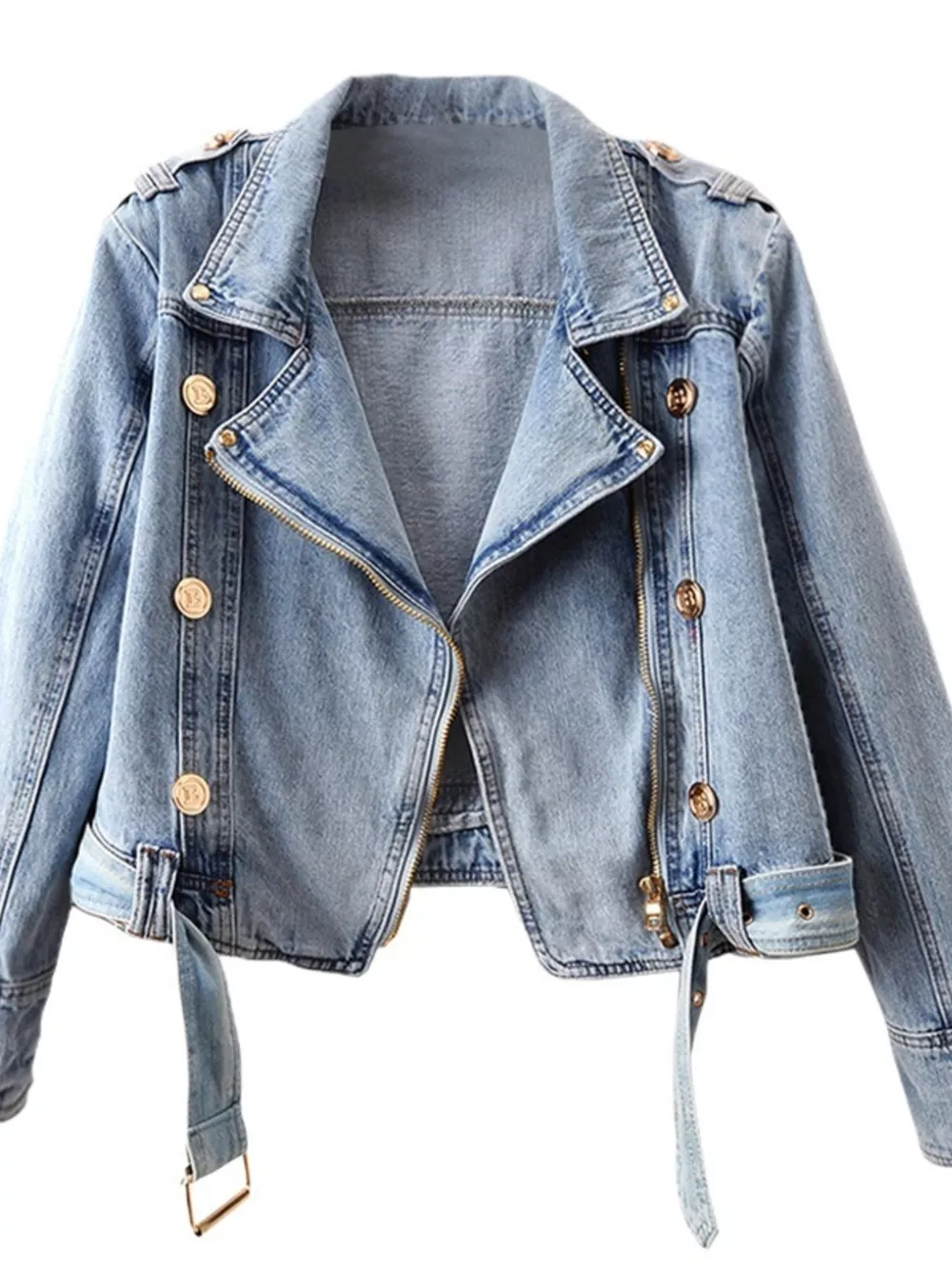 Asymmetrical Zip Denim Jacket, image 5