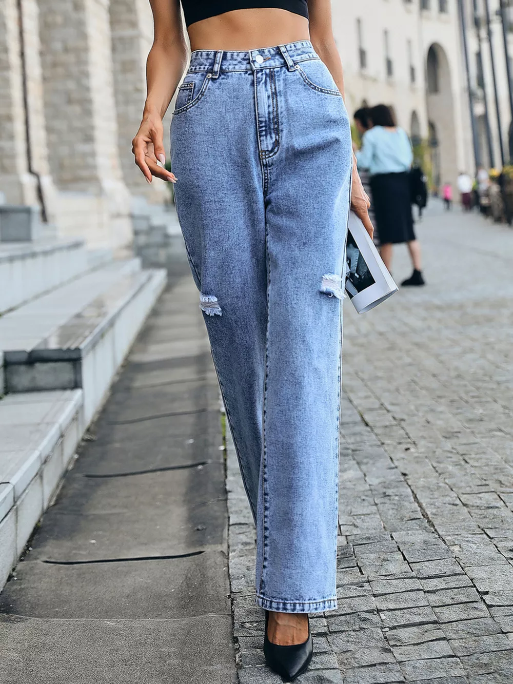 Distressed High Waist Jeans, image 2