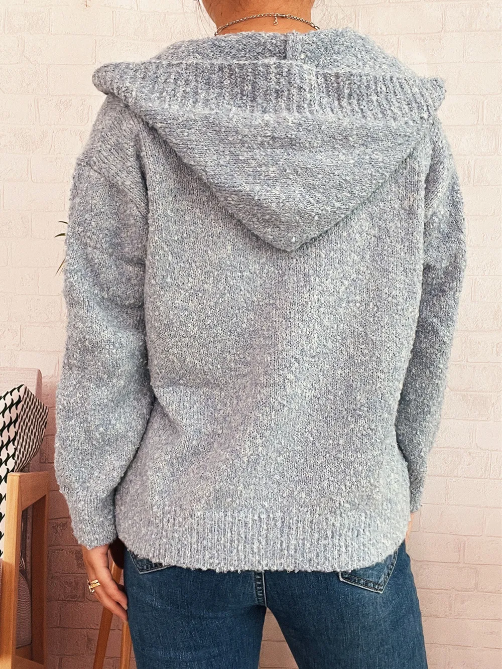 Cozy Button-Up Hooded Cardigan, image 13