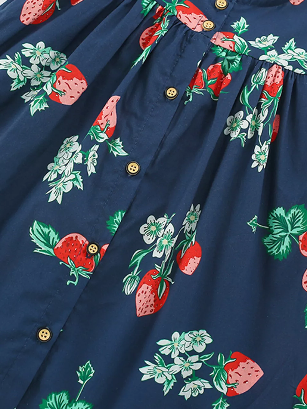 Children's Strawberry Print Ruffle Sleeve Button-Down Dress, image 3