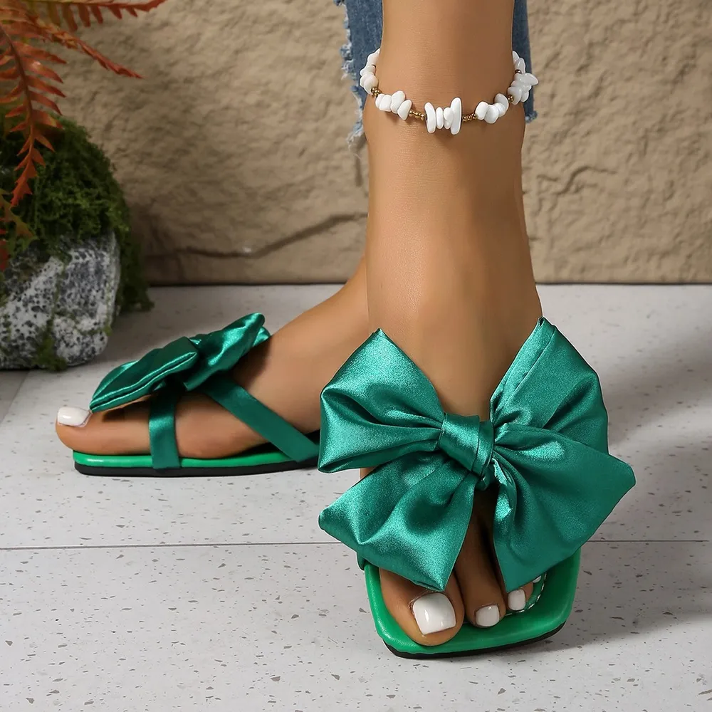 Bow Open Toe Flats Sandals, image 4