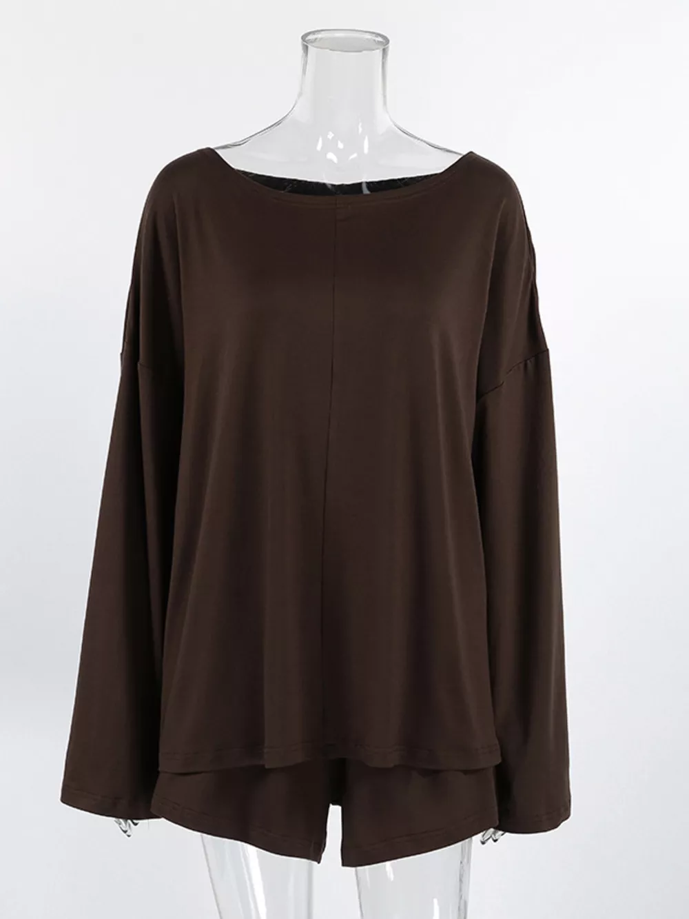 Oversized Long Sleeve Top and Shorts Lounge Set, image 12