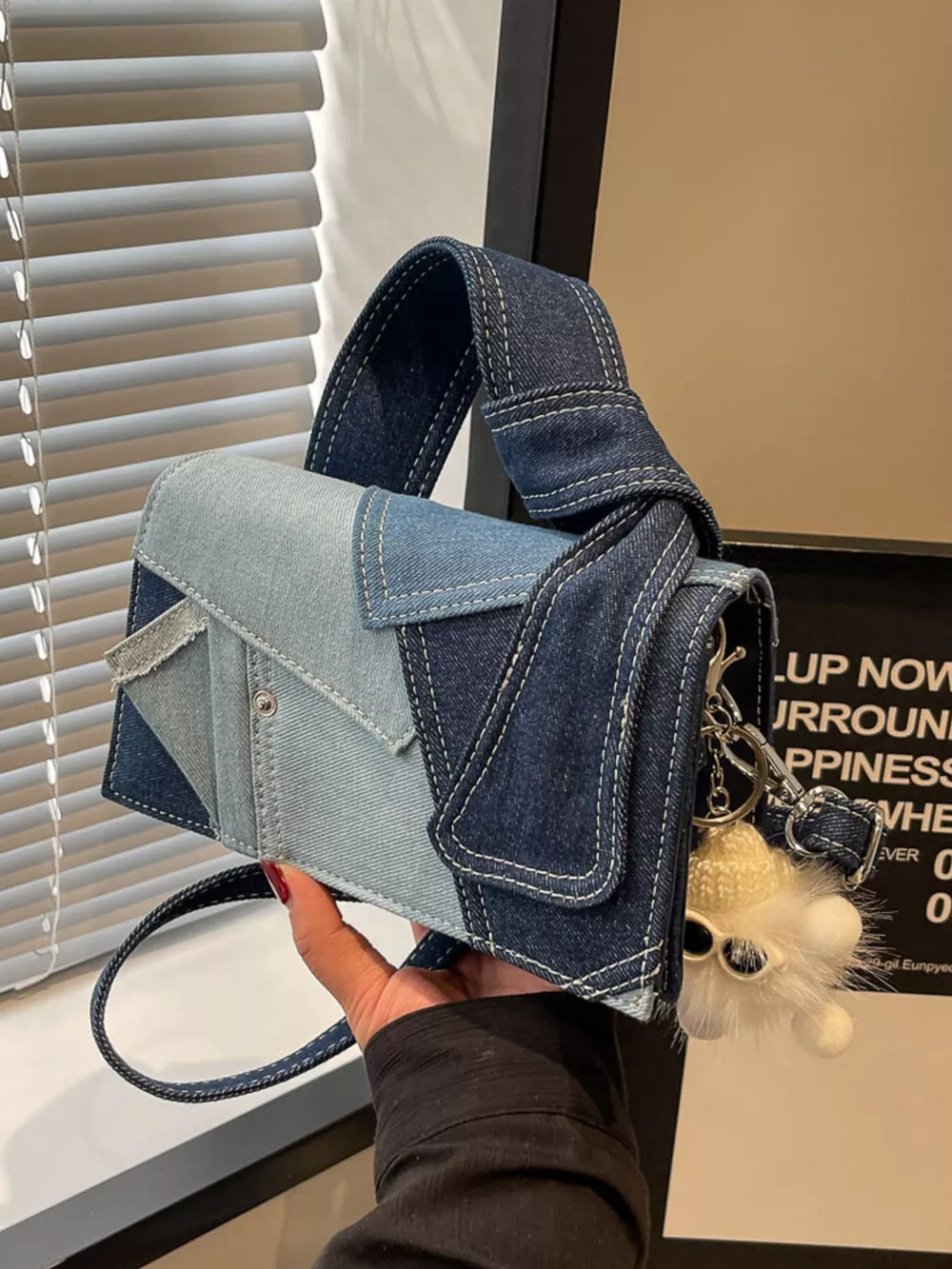 Denim Patchwork Crossbody Bag, image 9