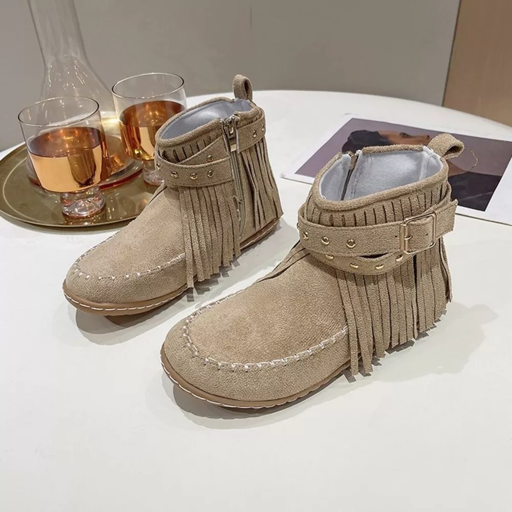 Fringe Round Toe Boots, image 3