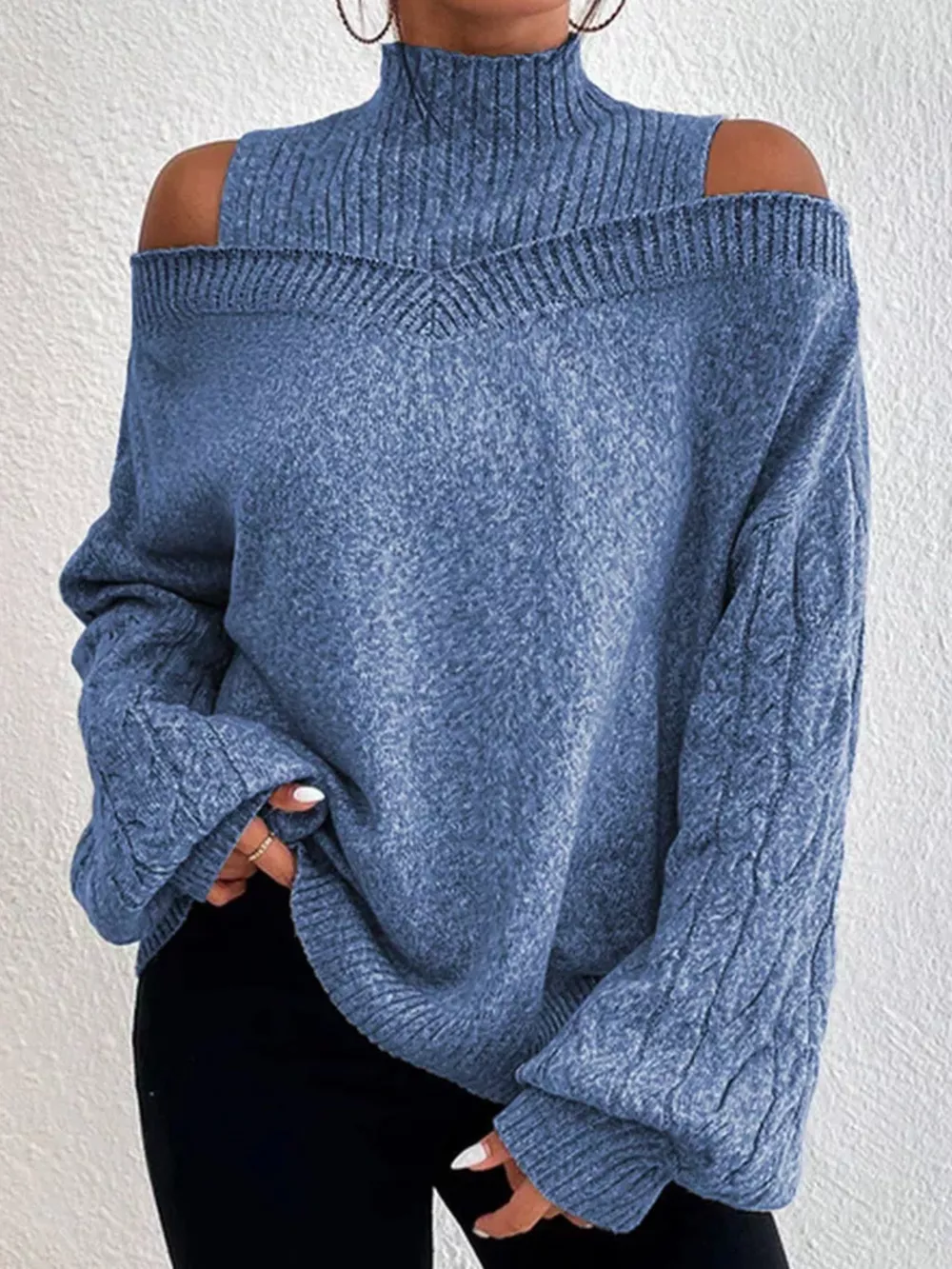 Cold Shoulder Turtleneck Sweater, image 11