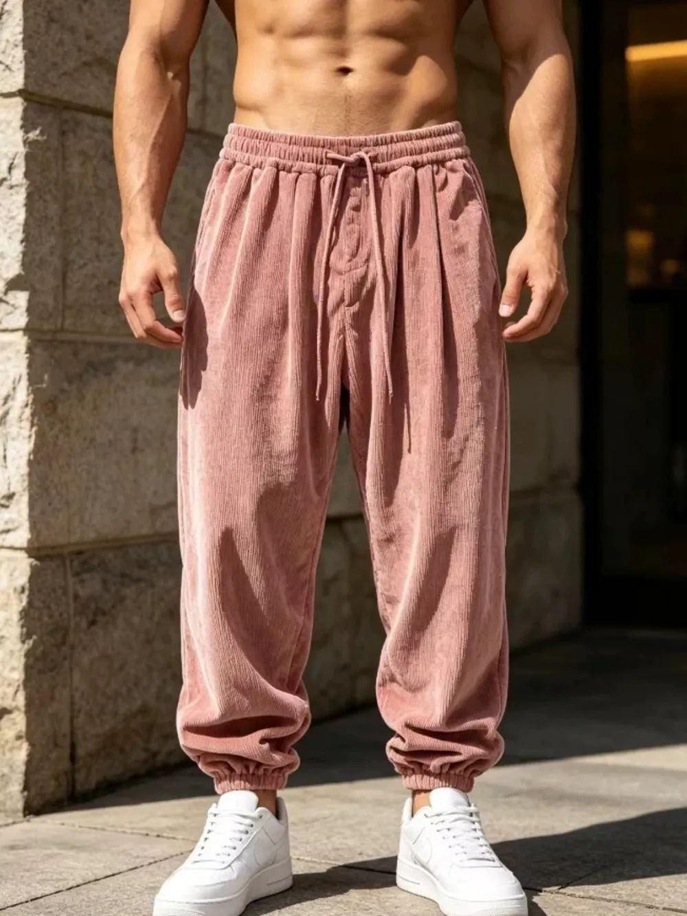Men's Plus Size Corduroy Loose-Fit Joggers, image 5