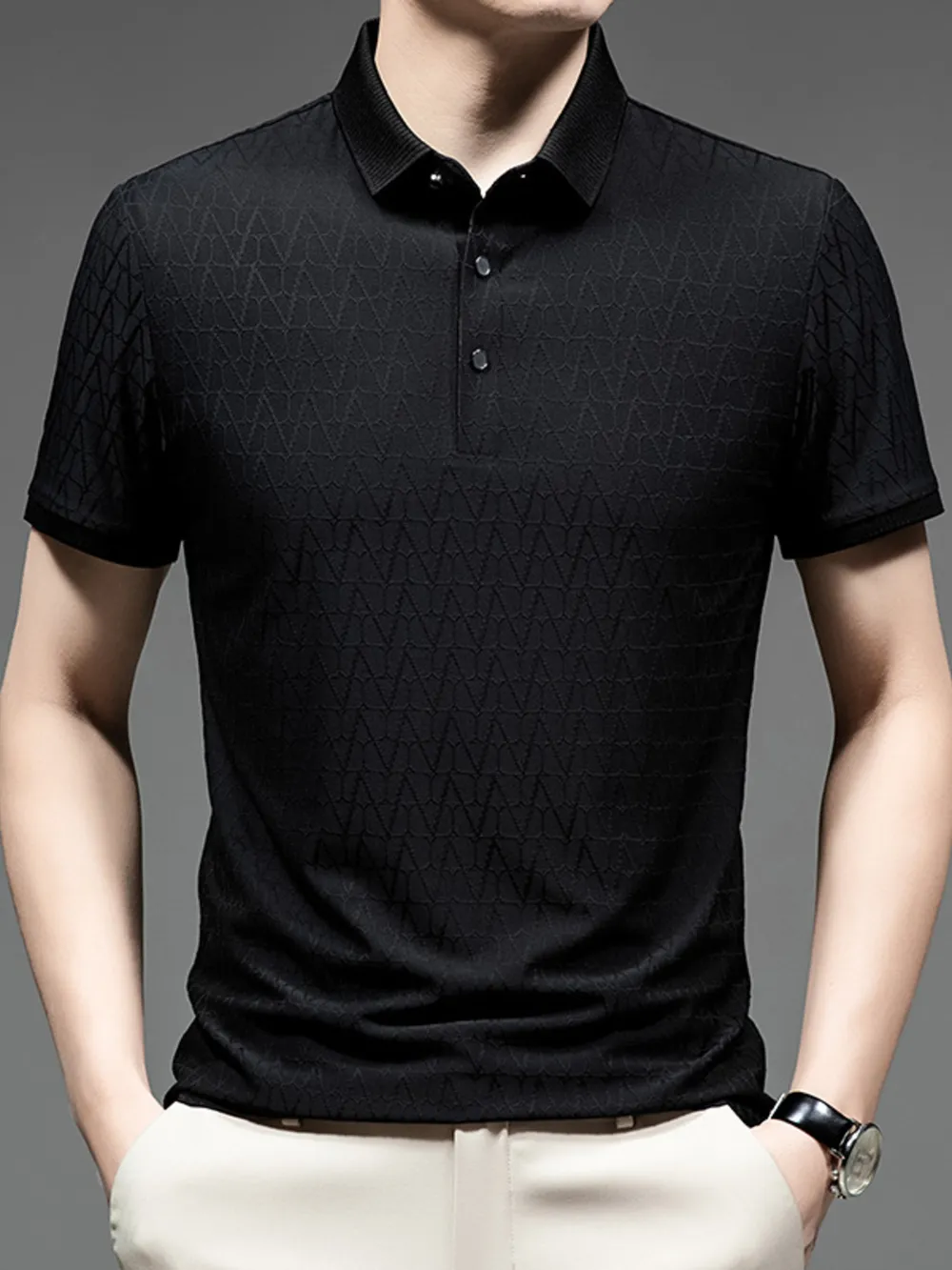 Men's Plus Size Button Detail Short Sleeve Polo