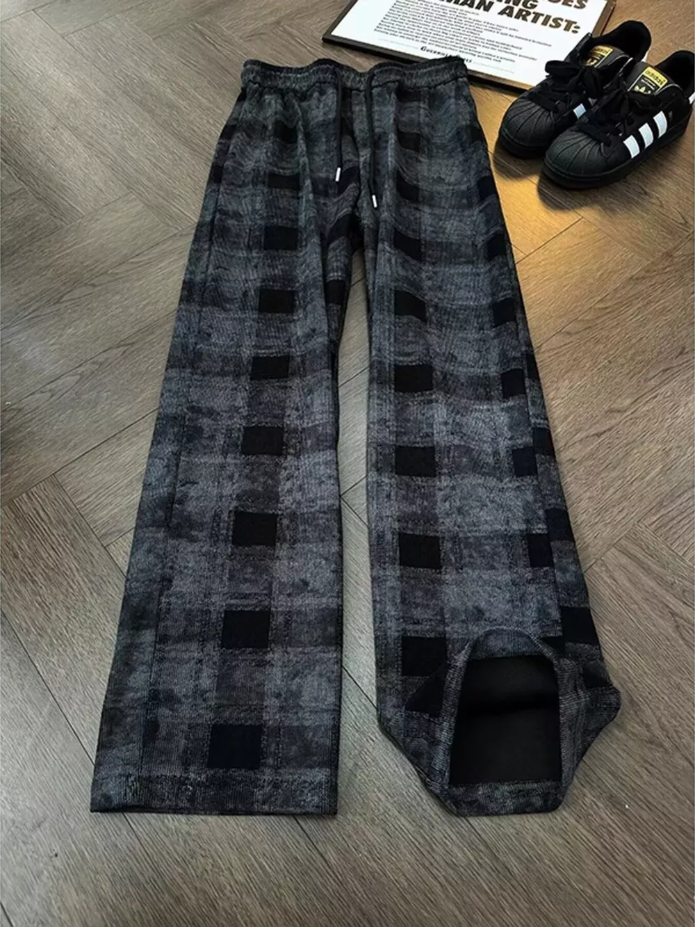 Men's Plaid Wide-Leg Pants