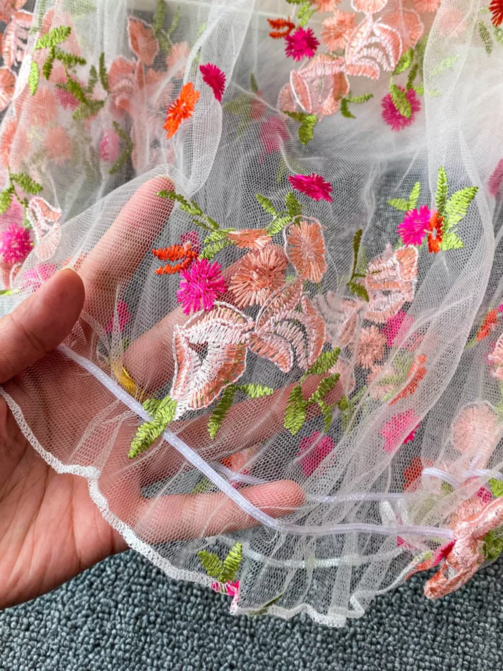Floral Embroidered Mesh Off-Shoulder Top, image 10