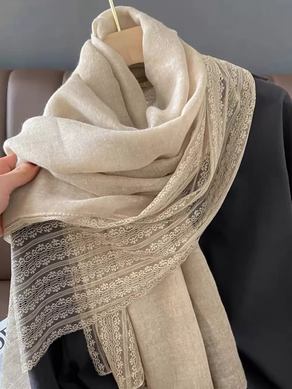 Lace Trim Scarf, image 2