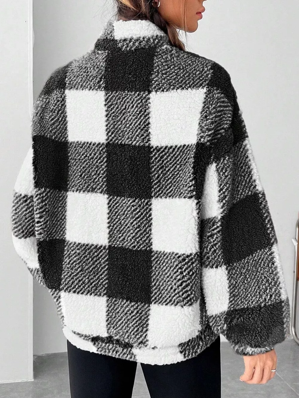 Full Size Plaid Sherpa Long Sleeve Sweatshirt Plus Size, image 2