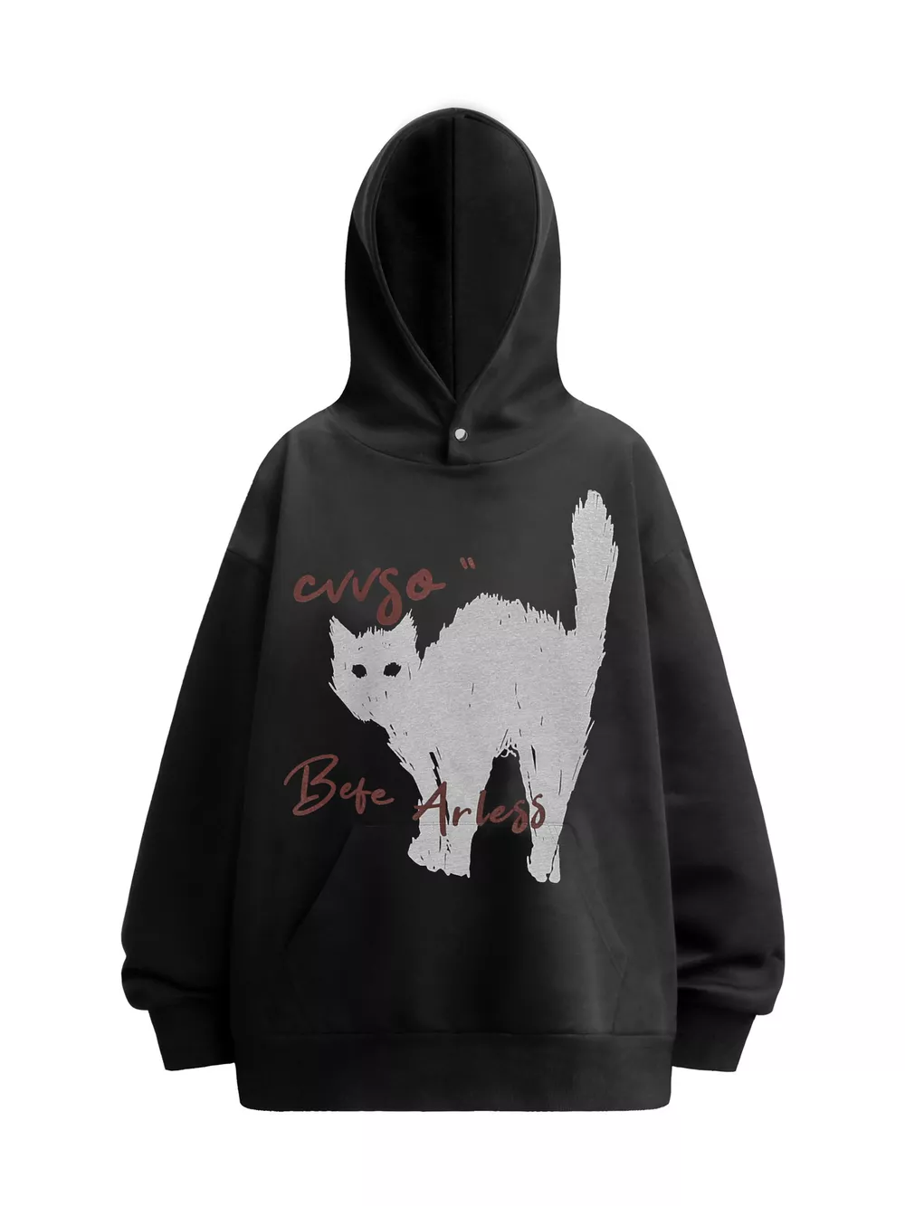 Men's Plus Size Cat Graphic Long Sleeve Oversized Hoodie