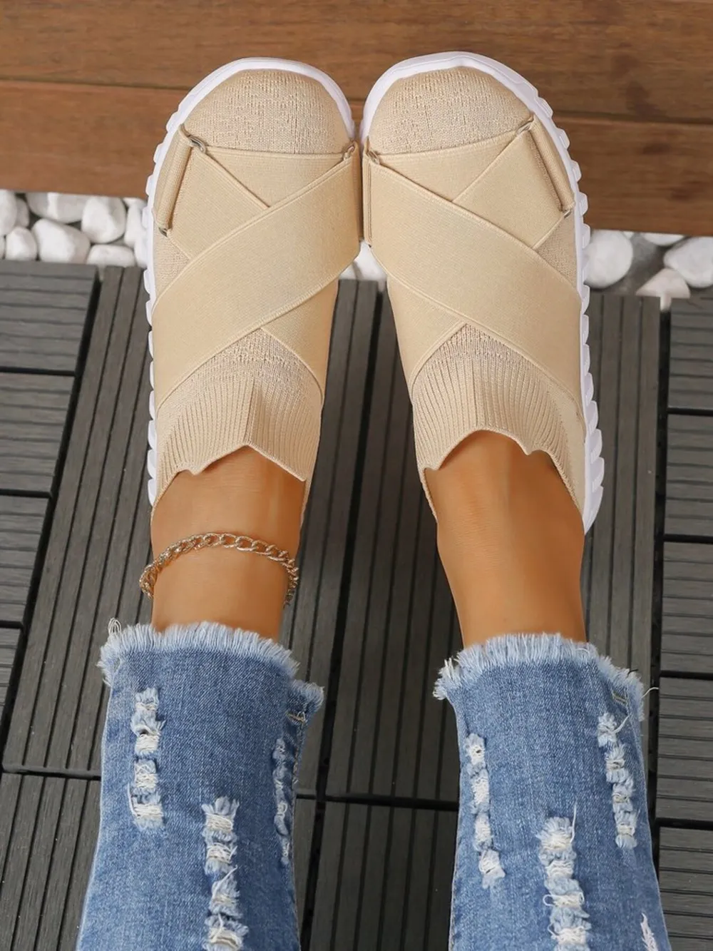Crossover Strap Mesh Slip-Ons, image 2