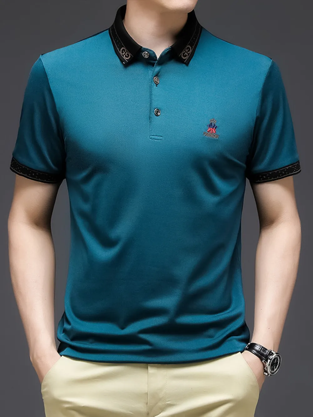 Men's Plus Size Breathable Short Sleeve Polo, image 5