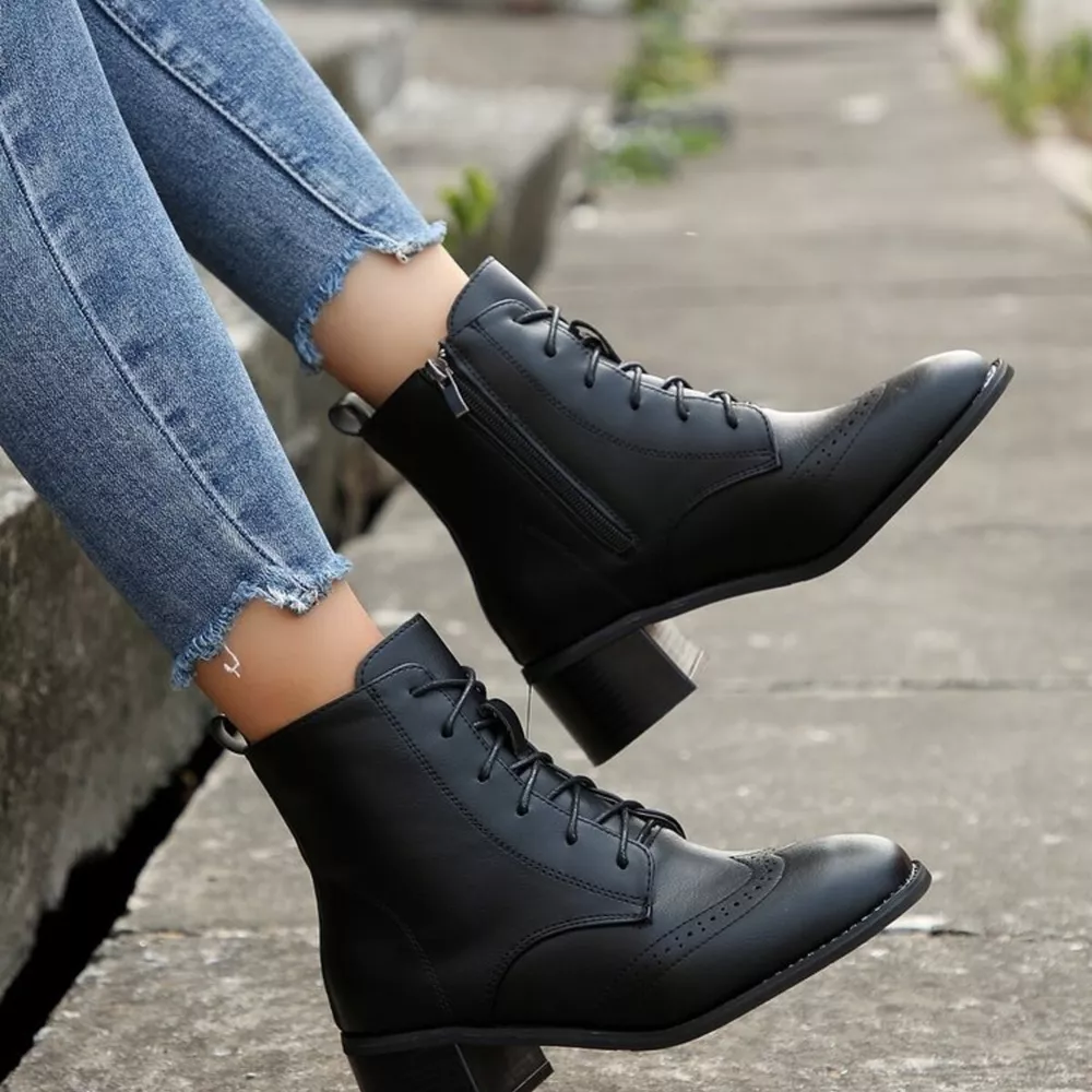 Lace-Up Ankle Boots with Zipper, image 4