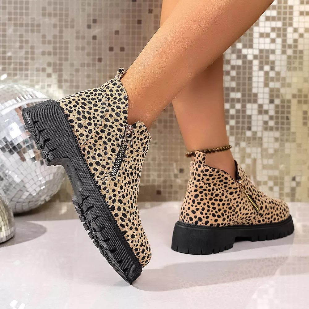 Leopard Platform Side Zip Boots, image 4