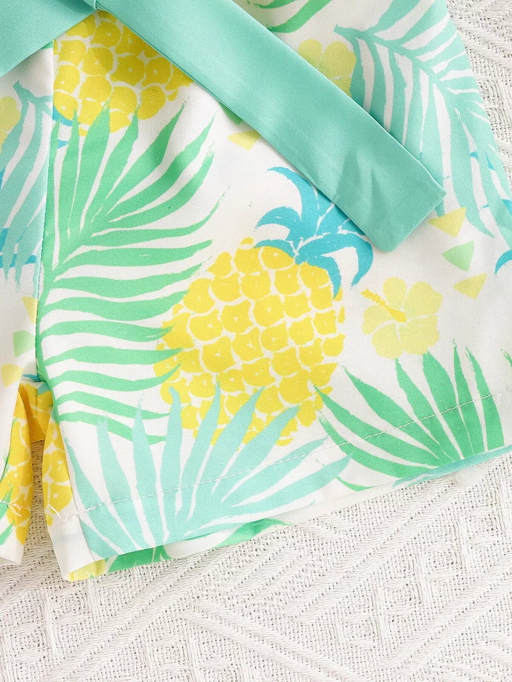 Children's Ruffle Trim Layered Cami Top & Pineapple Print Shorts Set, image 4