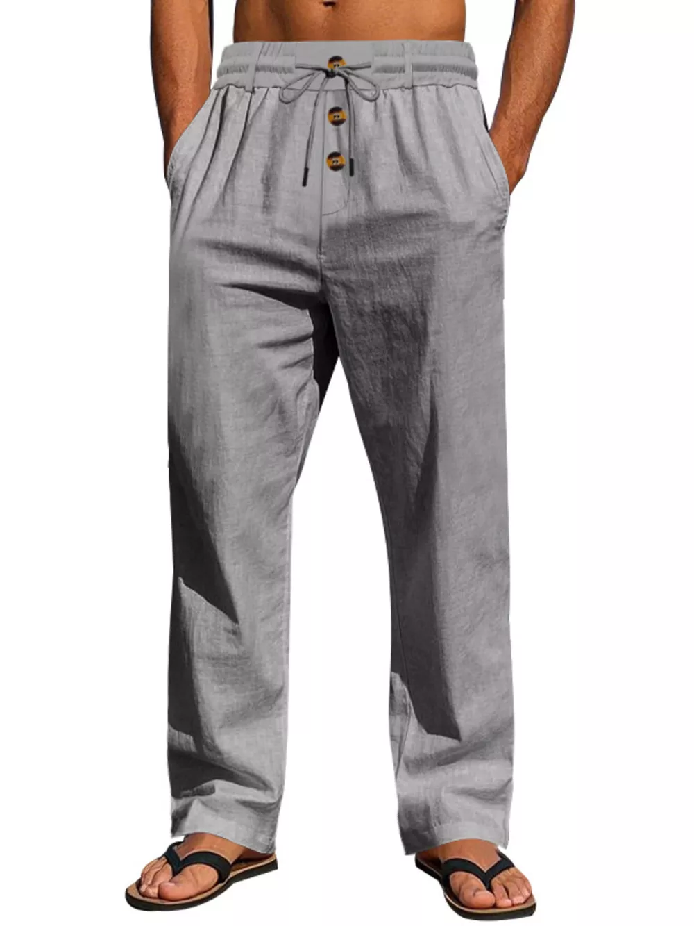 Men's Full Size Drawstring Pants with Button-Front Detail Plus Size, image 12