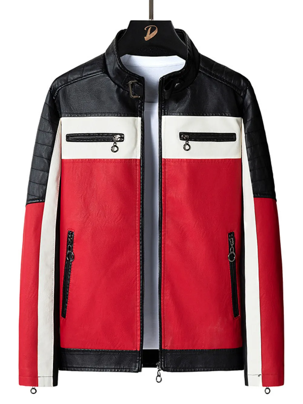 Men's Plus Size Zip Up Long Sleeve Contrast Jacket, image 4