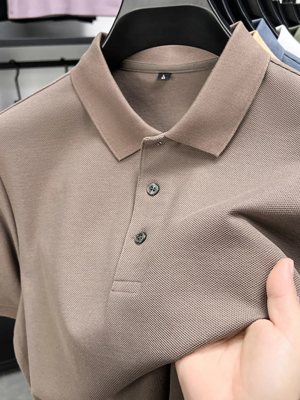 Men's Full Size Button Detail Short Sleeve Polo Plus Size, image 5