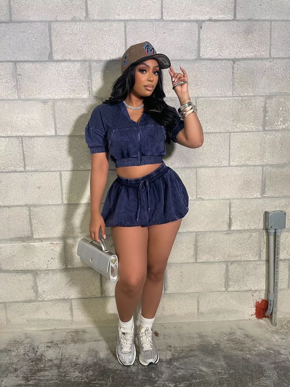 Zip Up Crop Top and Shorts Set, image 4