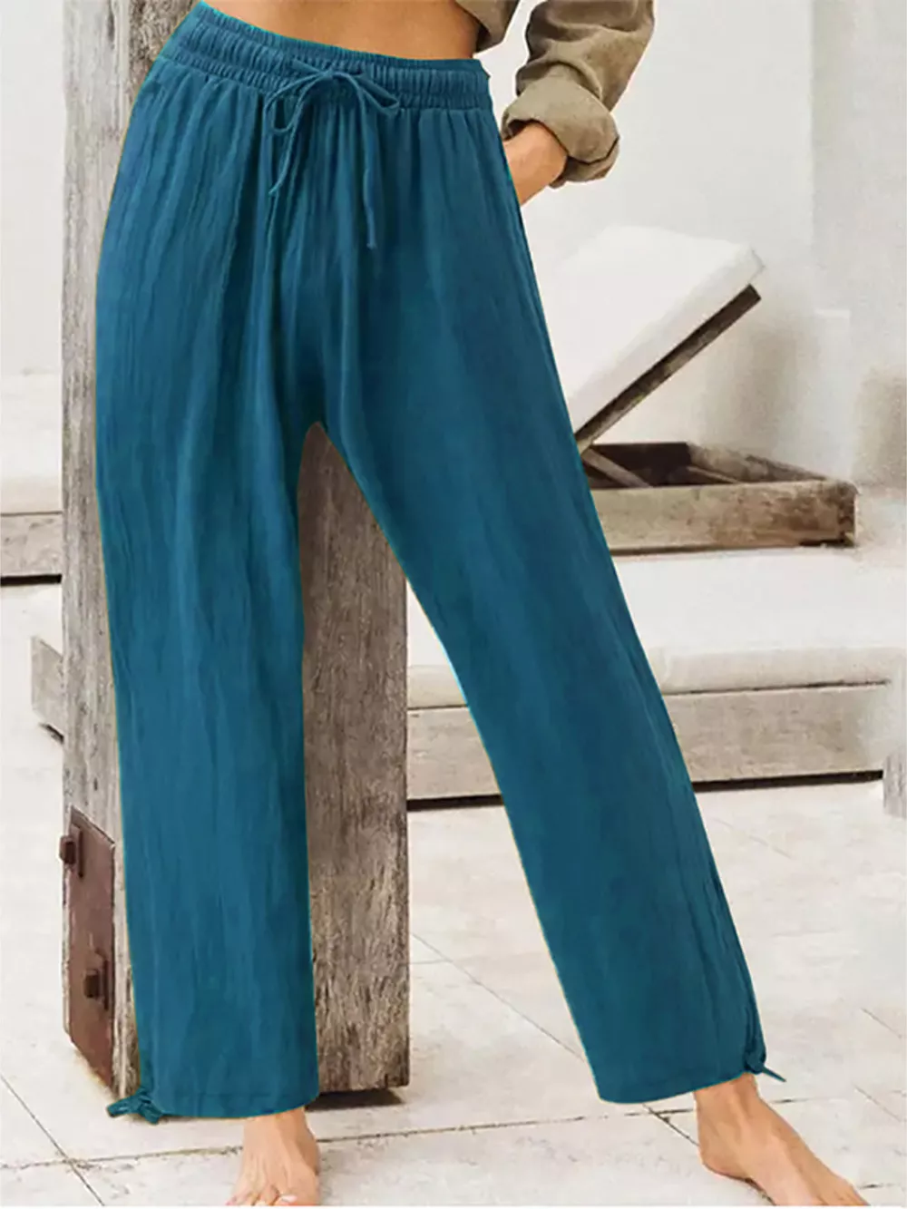 Full Size Casual Drawstring Wide-Leg Pants Plus Size, image 16