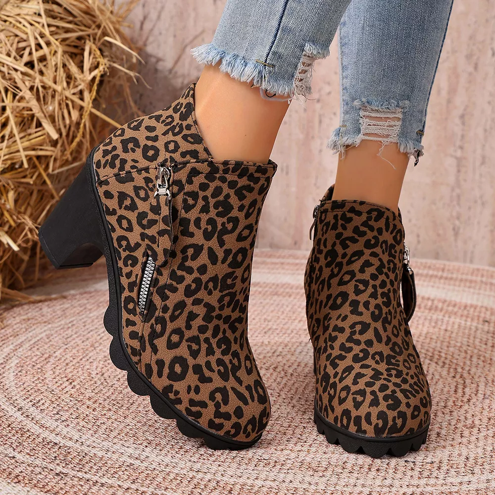 Round Toe Block Heels Boots, image 8