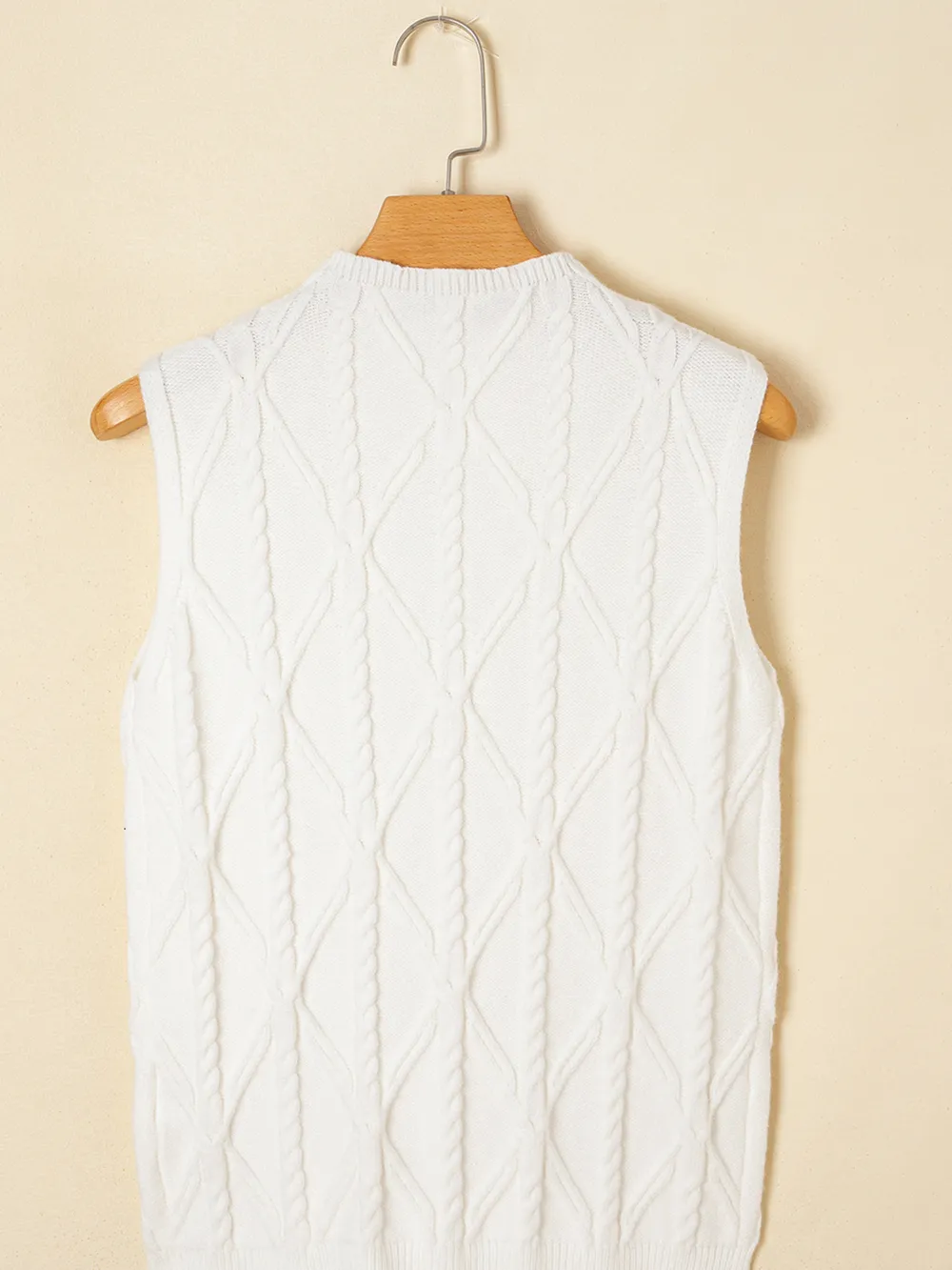 Pearled Mock Neck Textured Knit Sweater Vest, image 3