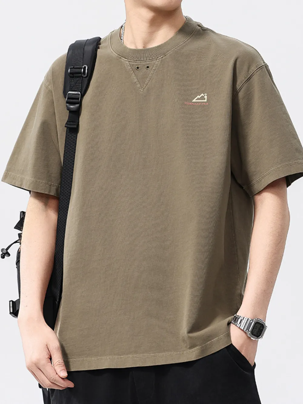 Men's Plus Size Round Neck Short Sleeve T-Shirt, image 2