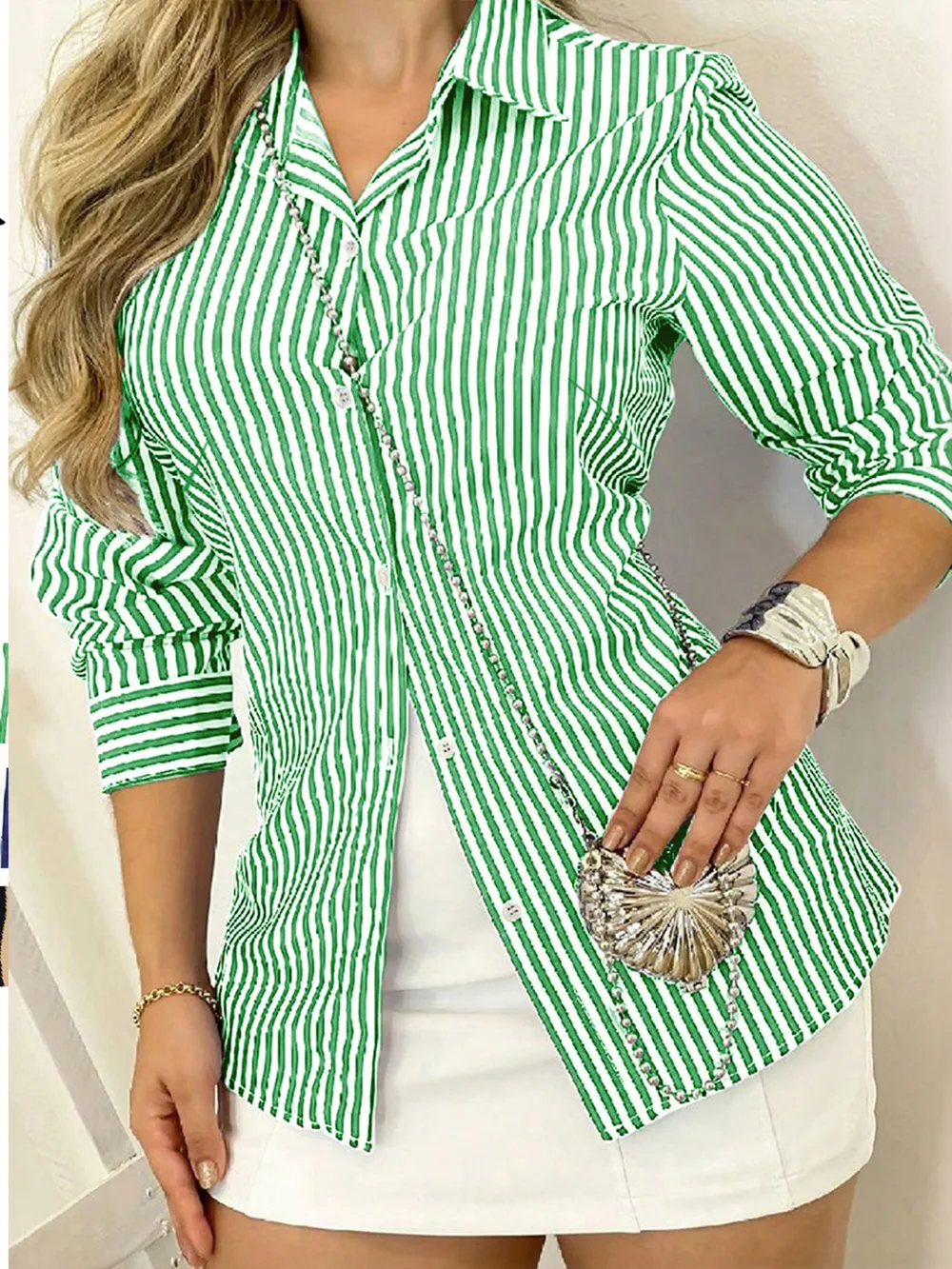 Striped Button-Down Long Sleeve Shirt
