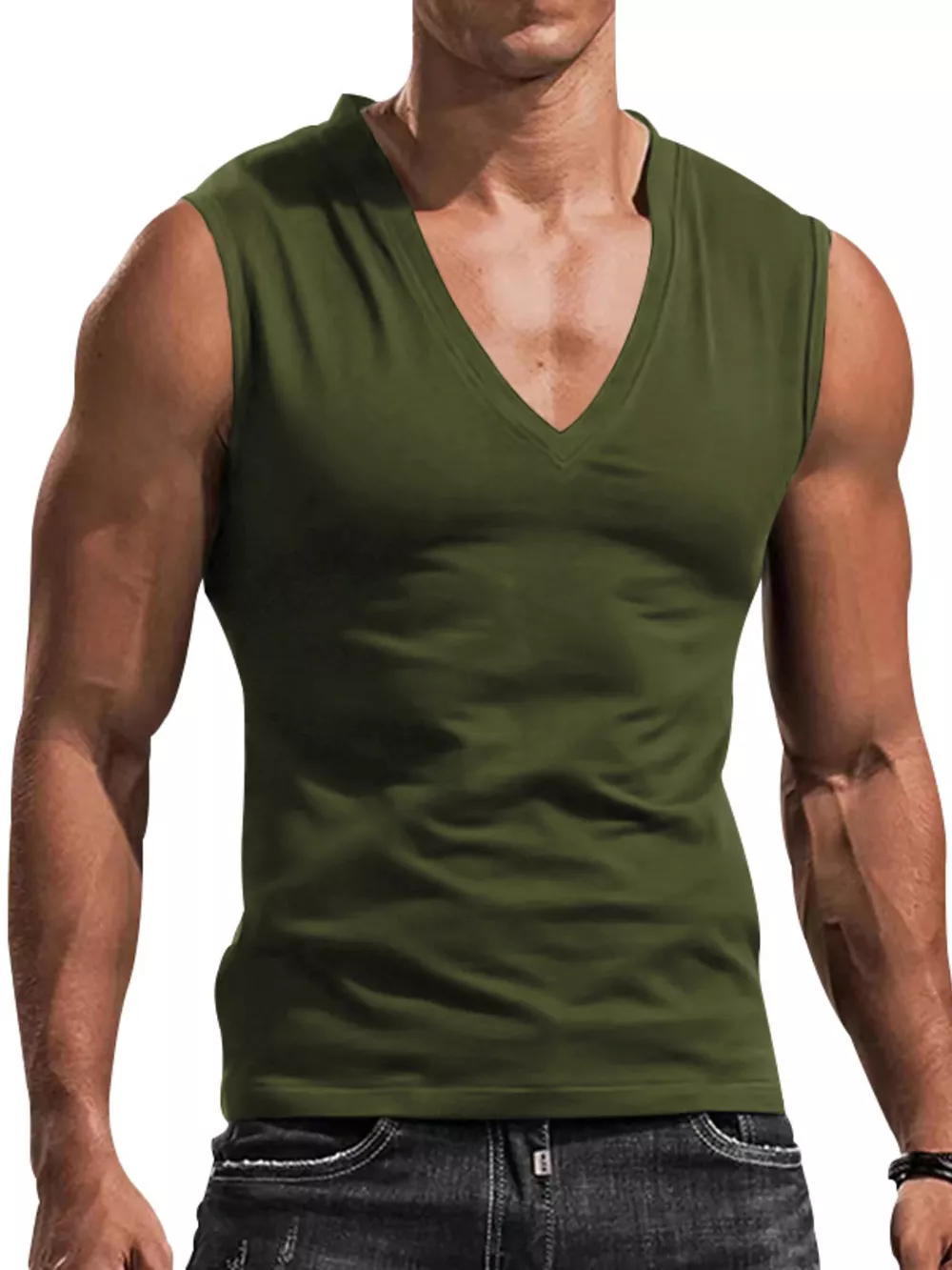 Men's Full Size V-Neck Tank Top Plus Size, image 2