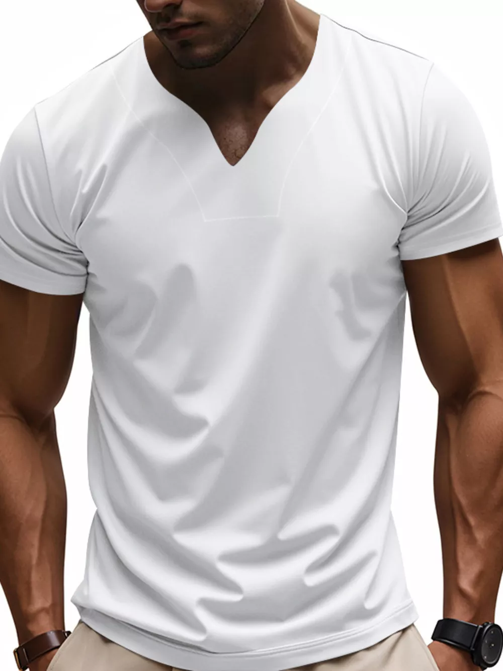 Men's Full Size Casual V-Neck Short Sleeve T-Shirt Plus Size, image 24
