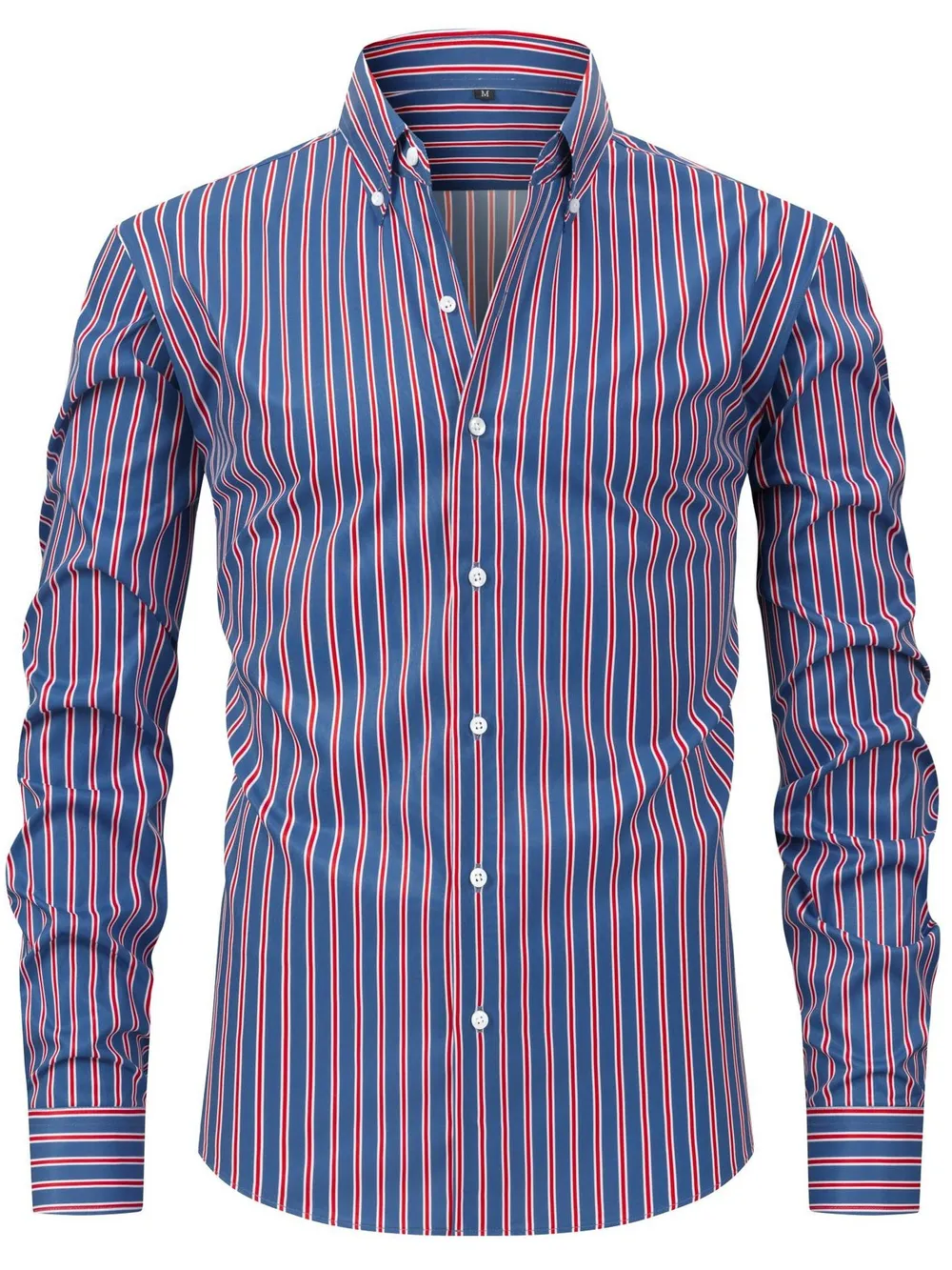 Men's Full Size Striped Button-Down Shirt Plus Size, image 2