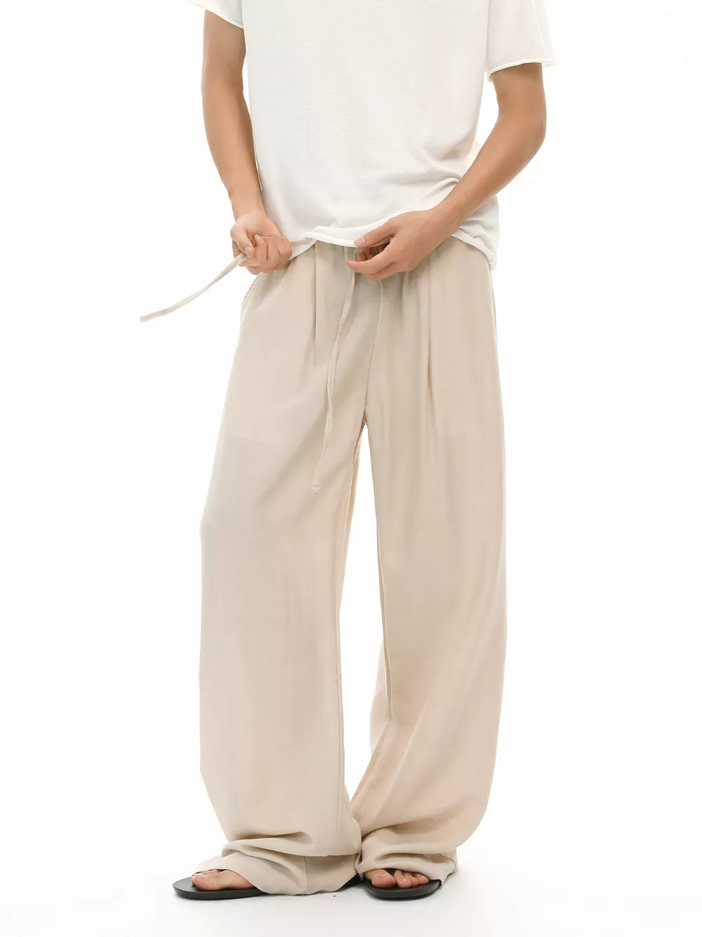 Men's Wide-Leg Drawstring Casual Pants