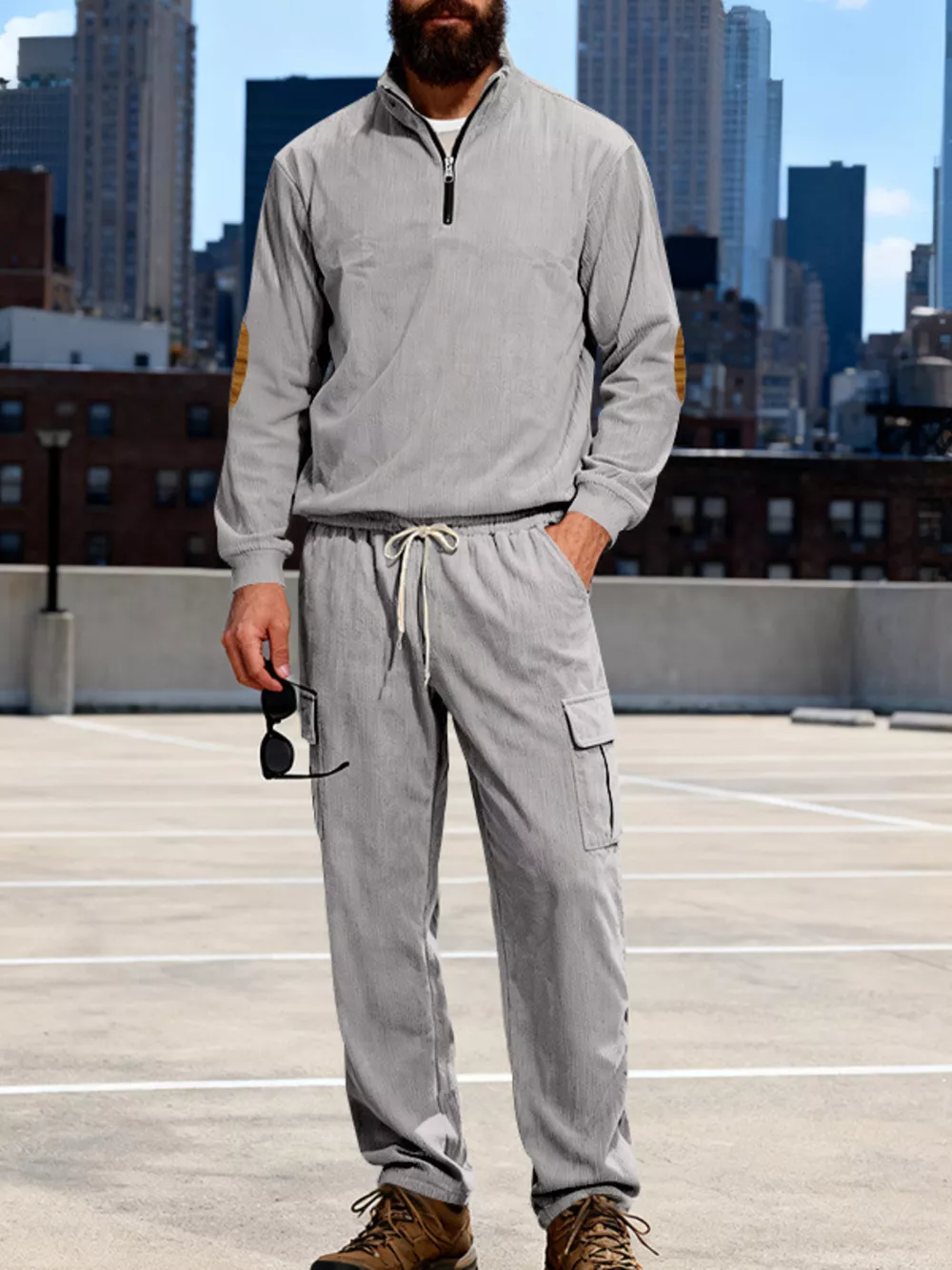 Men's Full Size Casual Long Sleeve Top & Pants Set Plus Size, image 3