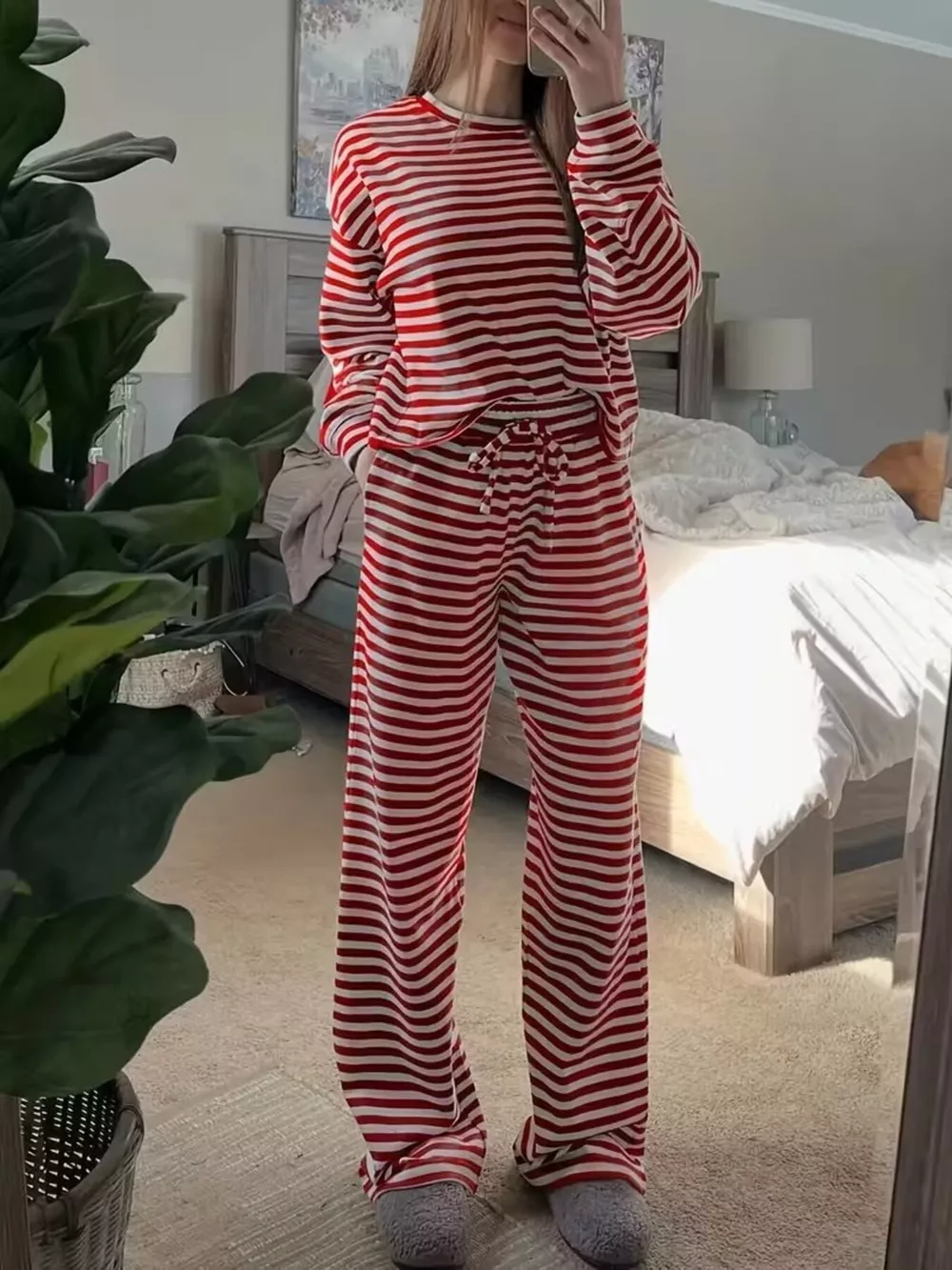 Striped Long Sleeve Top and Pants Set, image 3
