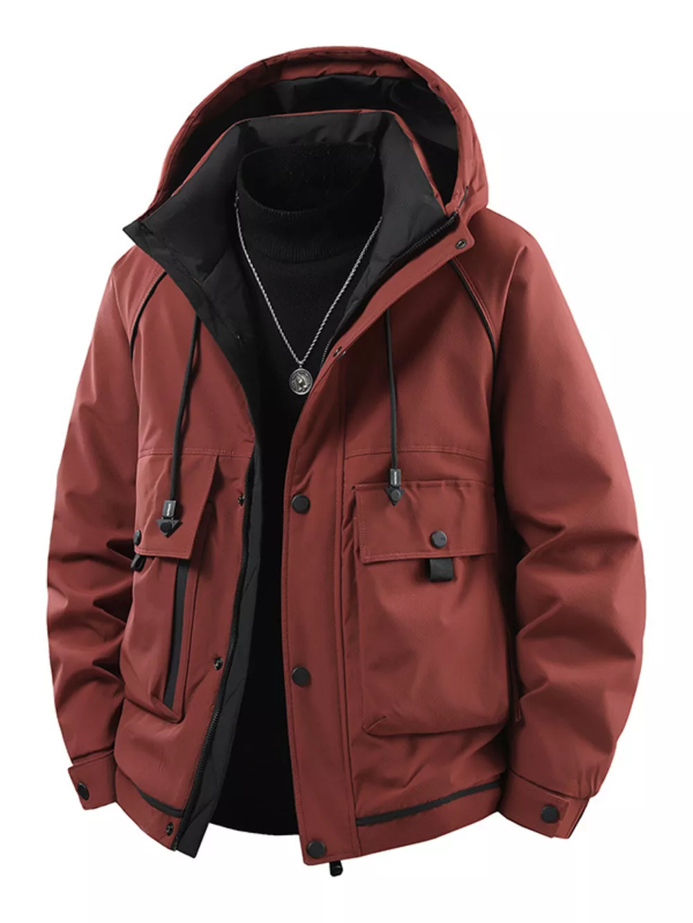 Men's Plus Size Hooded Padded Winter Jacket, image 4