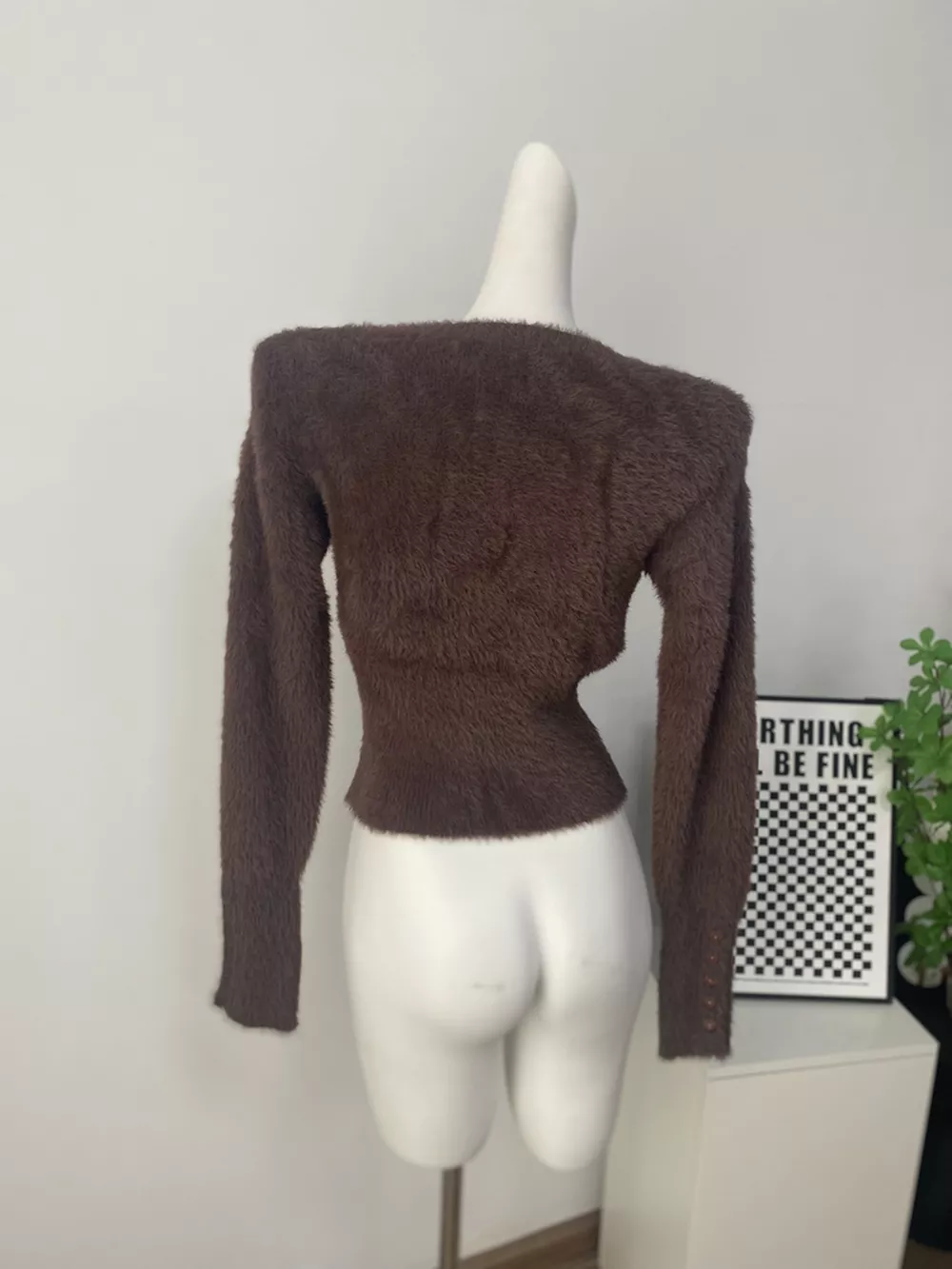 Soft Fuzzy Button-Down Cropped Cardigan, image 25