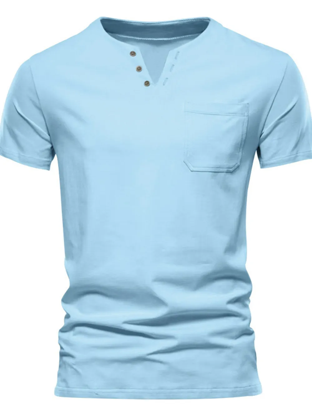 Men's Full Size Notched Henley T-Shirt with Chest Pocket Plus Size, image 7