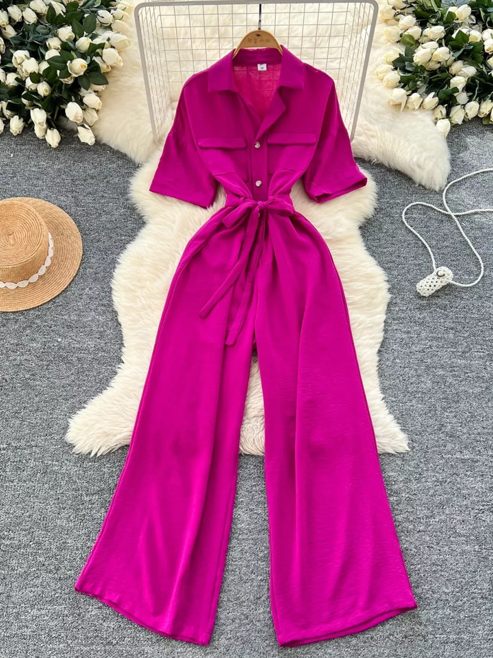 Tie Waist Wide Leg Jumpsuit, image 33
