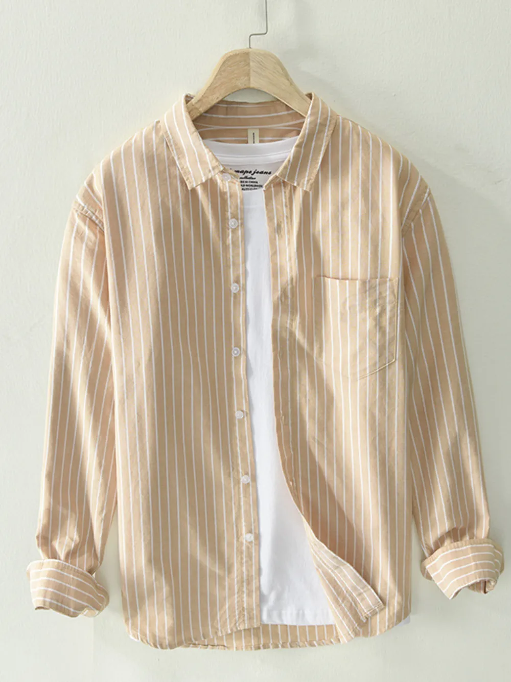 Men's Plus Size Striped Button Up Long Sleeve Shirt, image 5