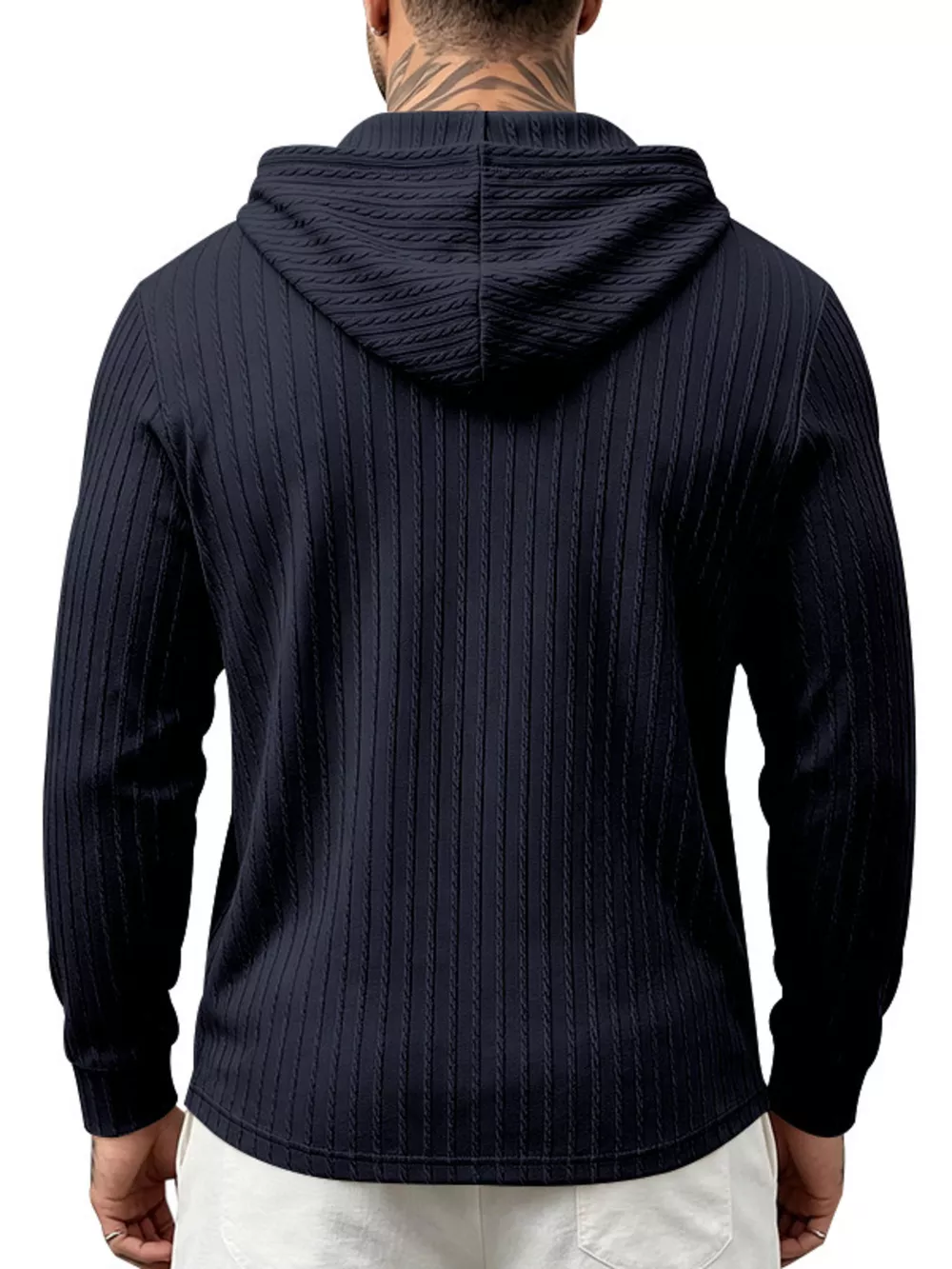 Men's Full Size Casual Kangaroo Pocket Knit Hoodie Plus Size, image 6