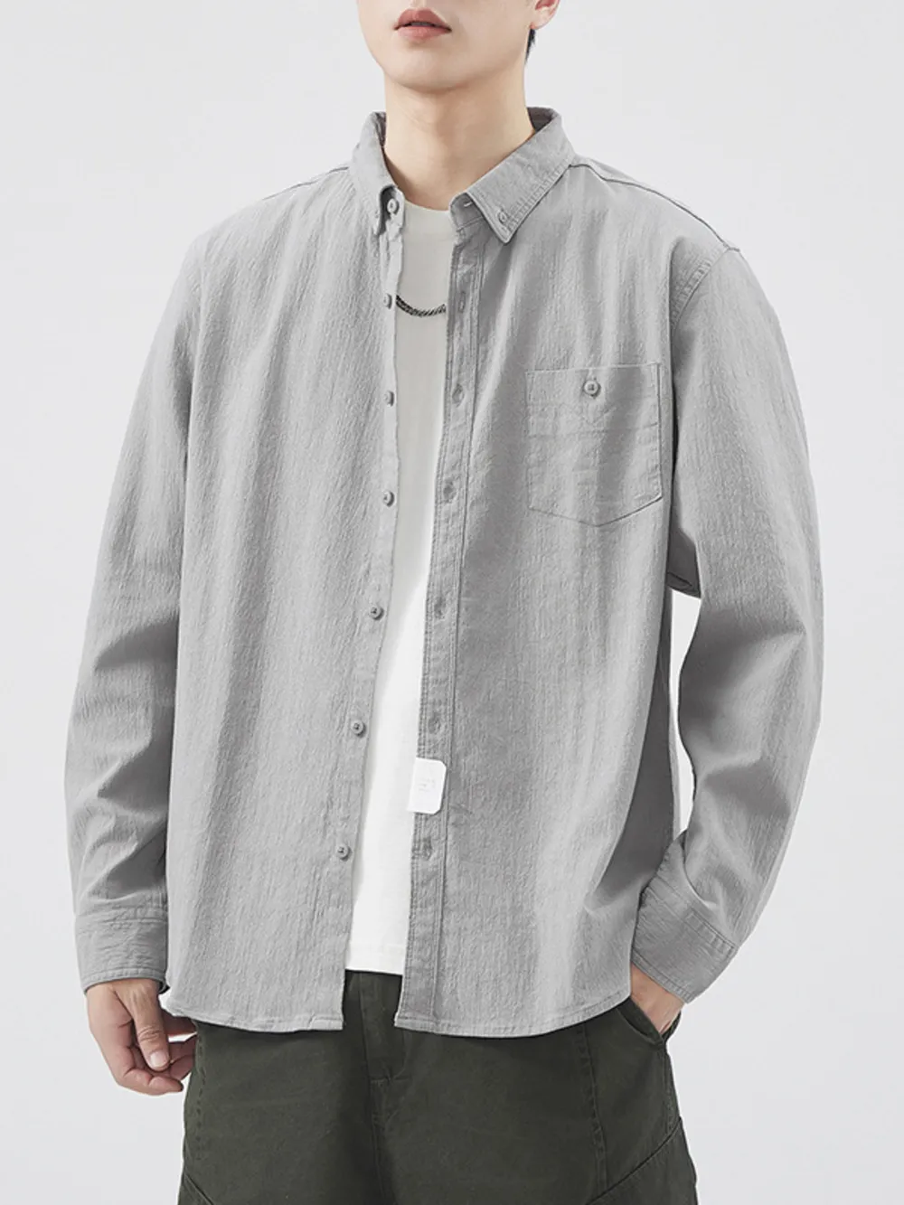 Men's Plus Size Button Up Long Sleeve Shirt, image 3