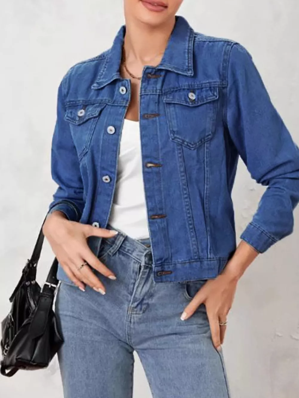 Button Up Long Sleeve Denim Jacket, image 2