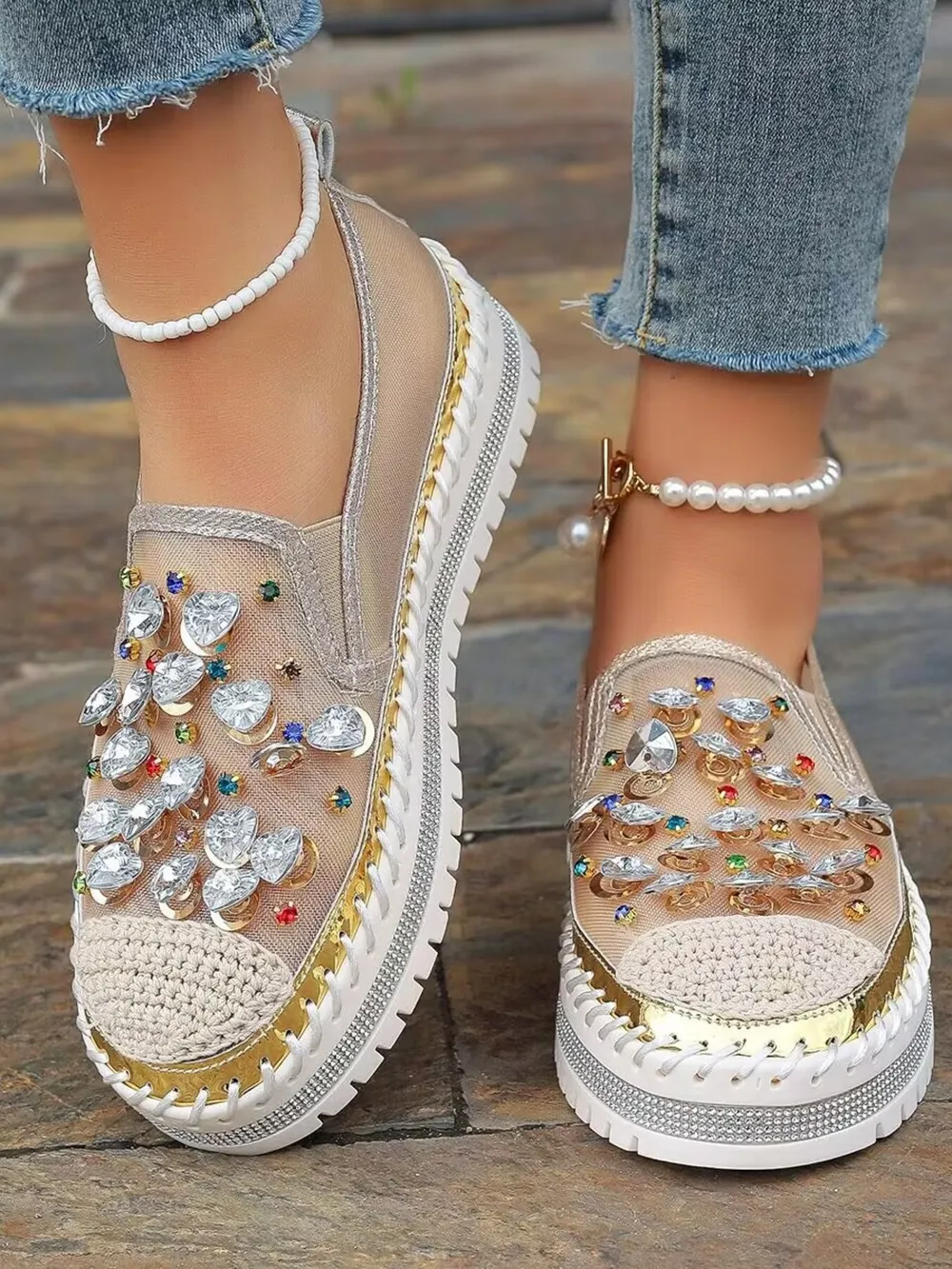 Rhinestone Platform Slip-Ons, image 5